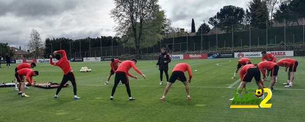 صورة من استعدادات اتليتكو مدريد لمواجهة ملقا