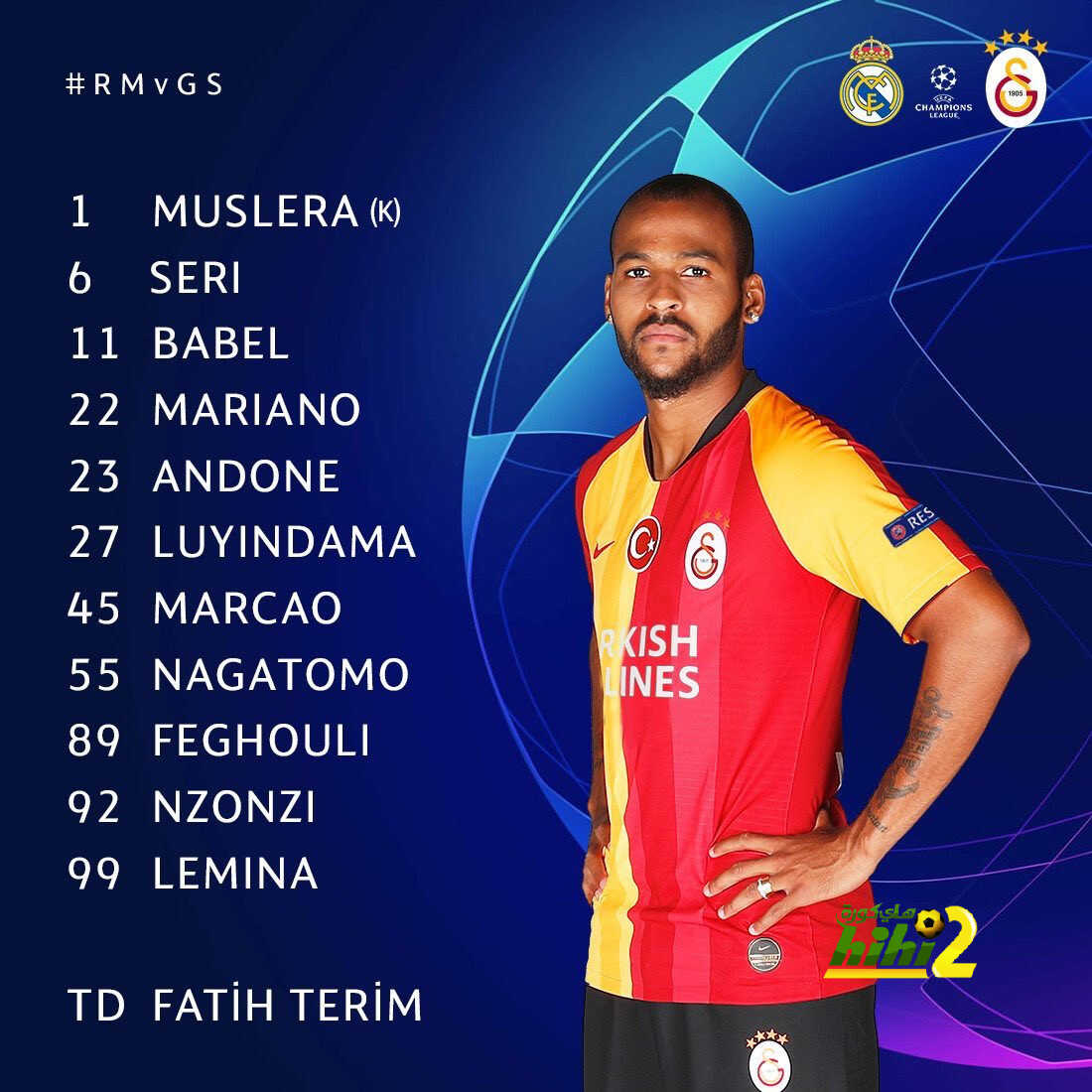 تشكيلة جالاطا سراي لمواجهة ريال مدريد
