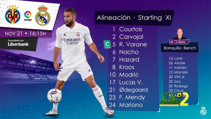 التشكيلة الرسمية لريال مدريد في مواجهة فياريال