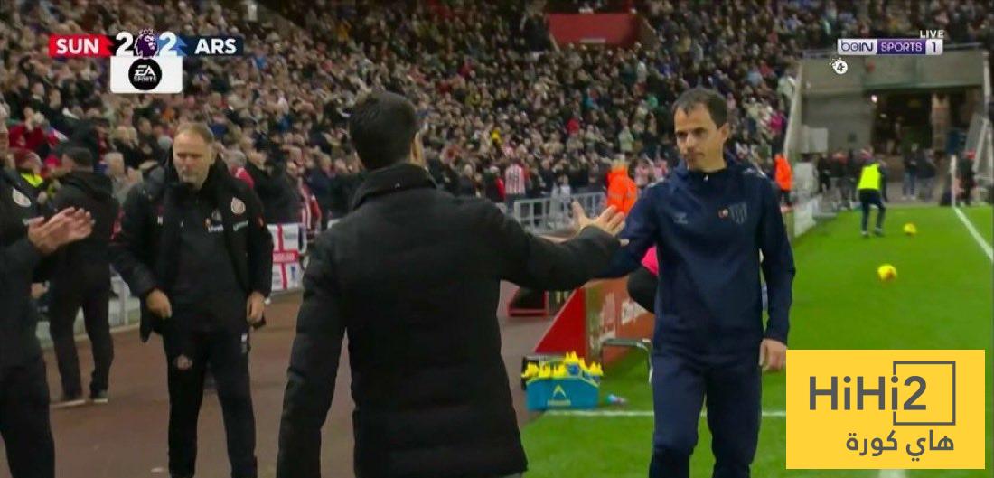 أرتيتا يشيد بسندرلاند بعد التعادل أمامهم