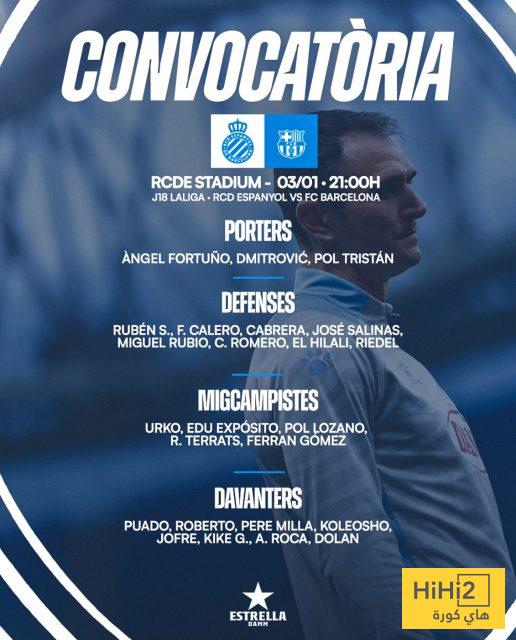 قائمة اسبانيول للقاء برشلونة 1