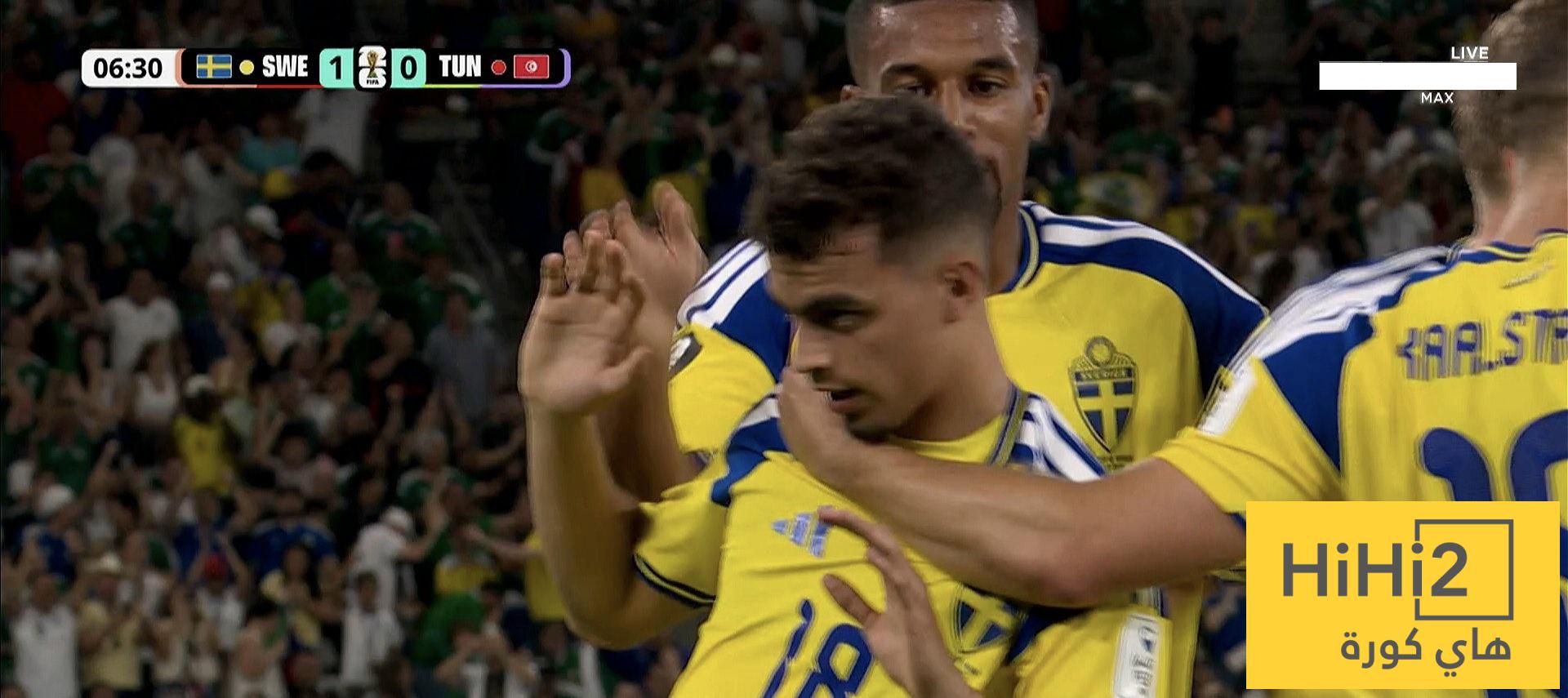 السويد تتقدم مبكرًا أمام تونس في كأس العالم