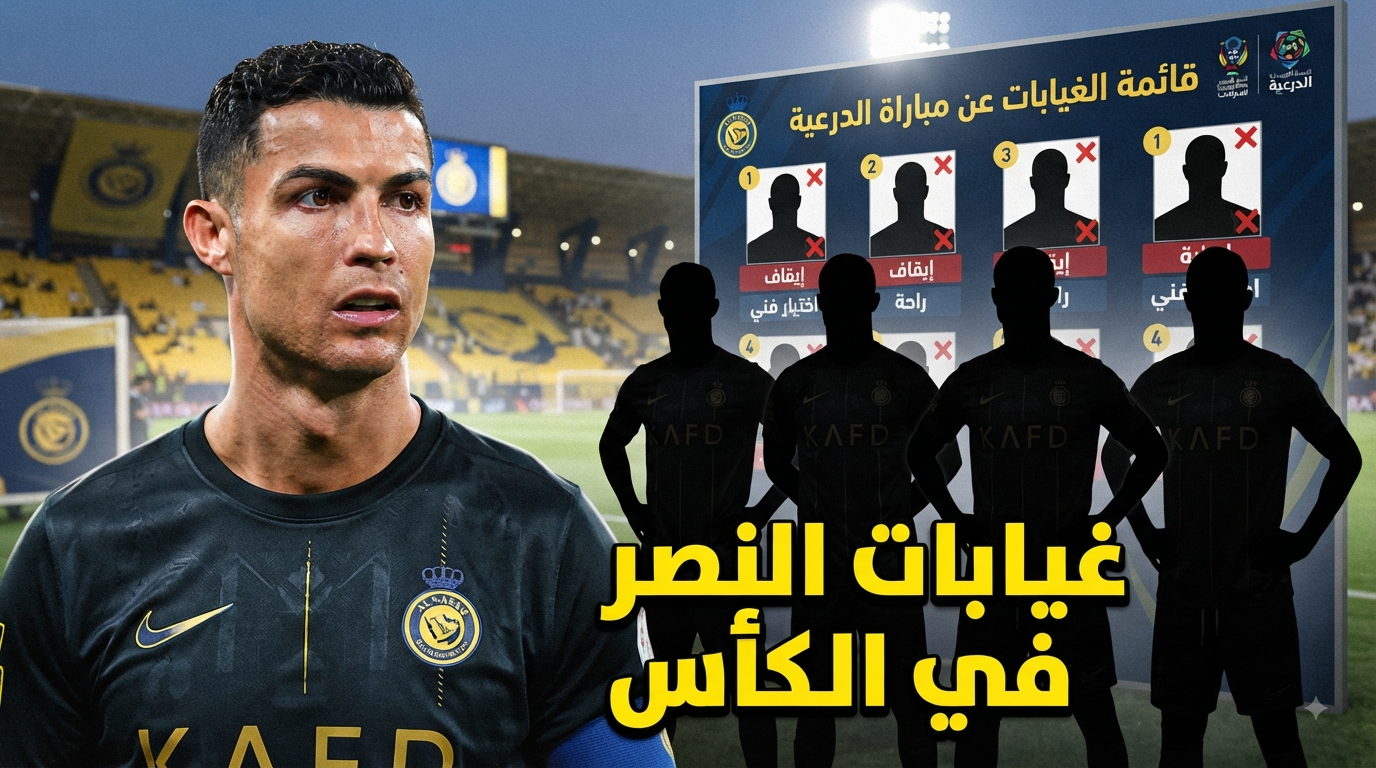 5 لاعبين .. قائمة غيابات النصر عن مواجهة الدرعية في كأس الملك
